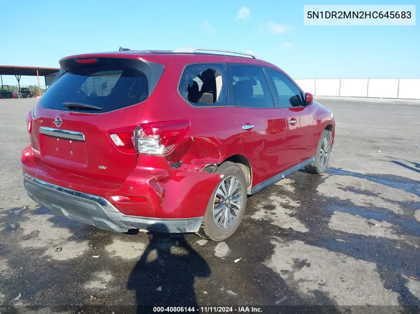 2017 Nissan Pathfinder Sv VIN: 5N1DR2MN2HC645683 Lot: 40806144