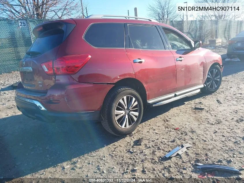 2017 Nissan Pathfinder Sv VIN: 5N1DR2MM4HC907114 Lot: 40831333