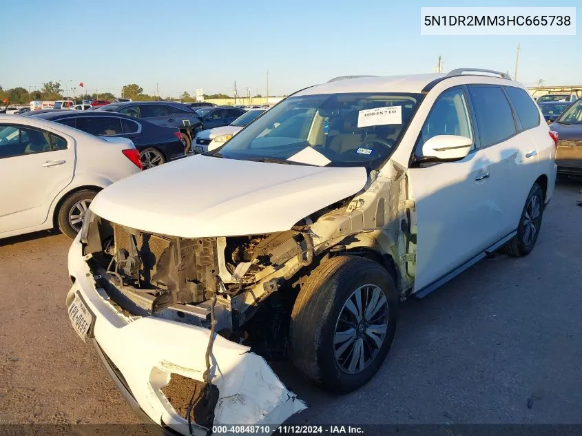 2017 Nissan Pathfinder Sv VIN: 5N1DR2MM3HC665738 Lot: 40848710