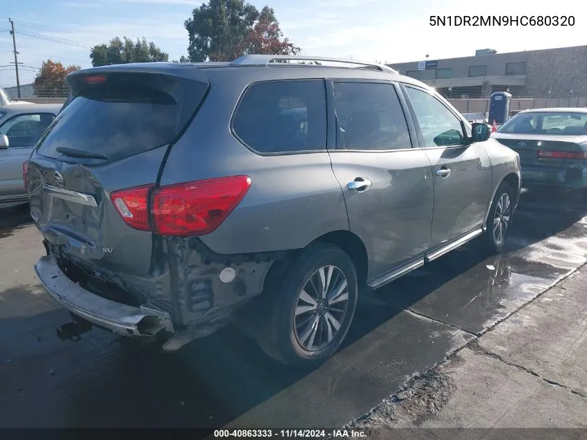 2017 Nissan Pathfinder Sv VIN: 5N1DR2MN9HC680320 Lot: 40863333