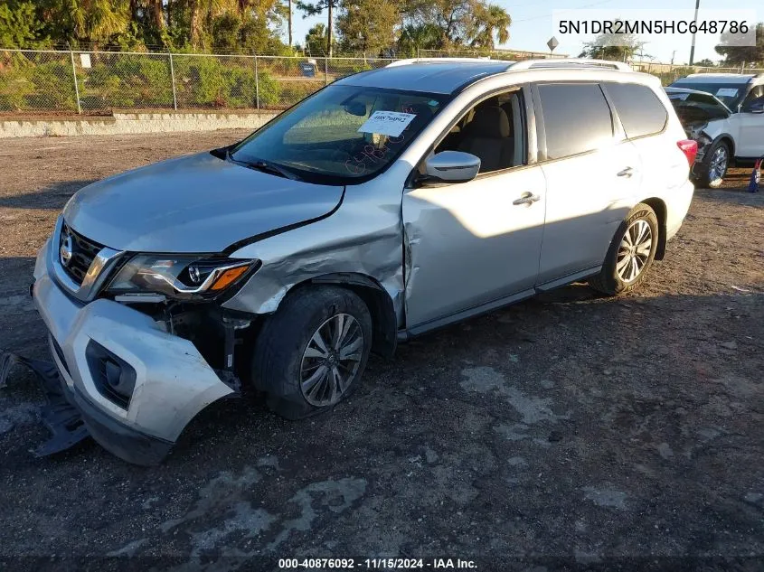 2017 Nissan Pathfinder Sv VIN: 5N1DR2MN5HC648786 Lot: 40876092