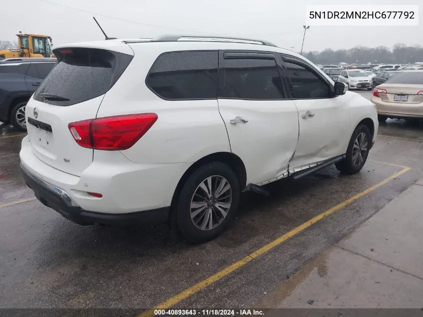 2017 Nissan Pathfinder Sv VIN: 5N1DR2MN2HC677792 Lot: 40893643