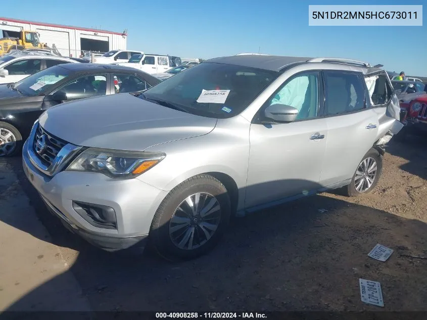 2017 Nissan Pathfinder Sv VIN: 5N1DR2MN5HC673011 Lot: 40908258