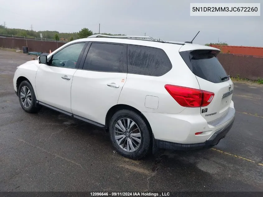 2018 Nissan Pathfinder S/Sv/Sl/Platinum VIN: 5N1DR2MM3JC672260 Lot: 12096646