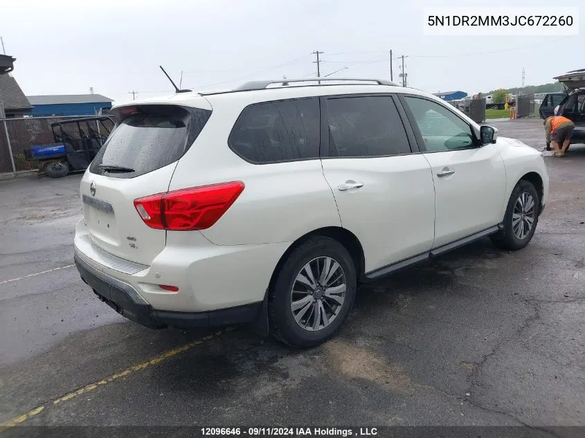 2018 Nissan Pathfinder S/Sv/Sl/Platinum VIN: 5N1DR2MM3JC672260 Lot: 12096646