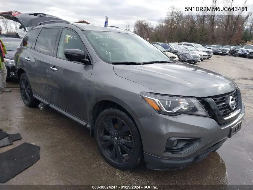 2018 Nissan Pathfinder Sl VIN: 5N1DR2MM6JC643481 Lot: 38624247