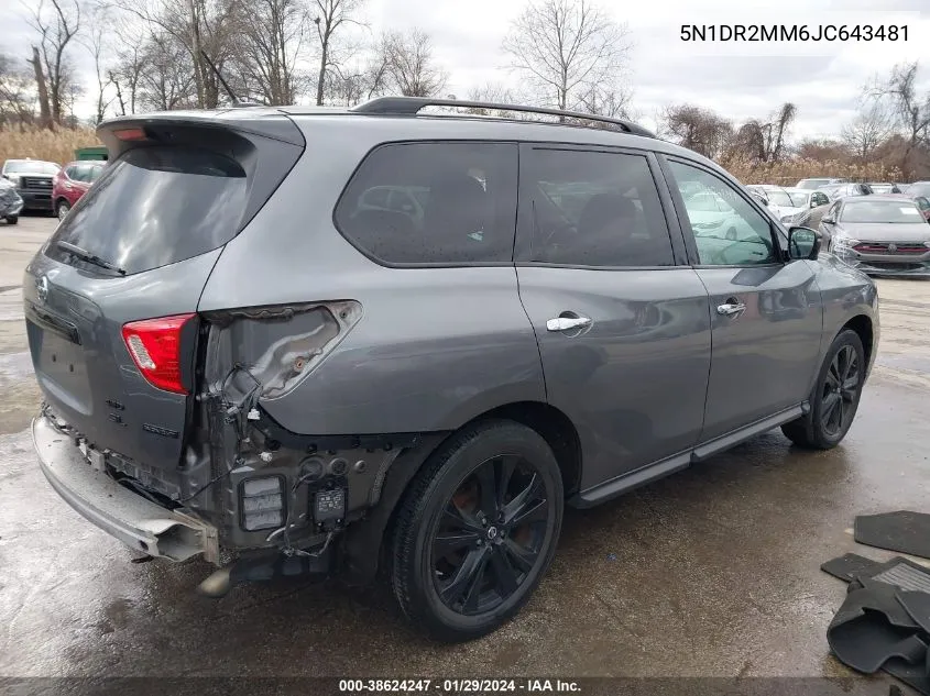 2018 Nissan Pathfinder Sl VIN: 5N1DR2MM6JC643481 Lot: 38624247