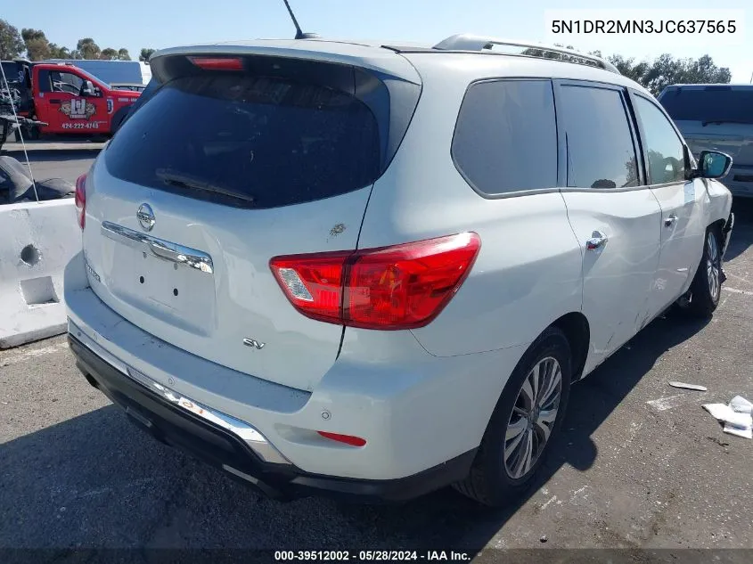 2018 Nissan Pathfinder Sv VIN: 5N1DR2MN3JC637565 Lot: 39512002