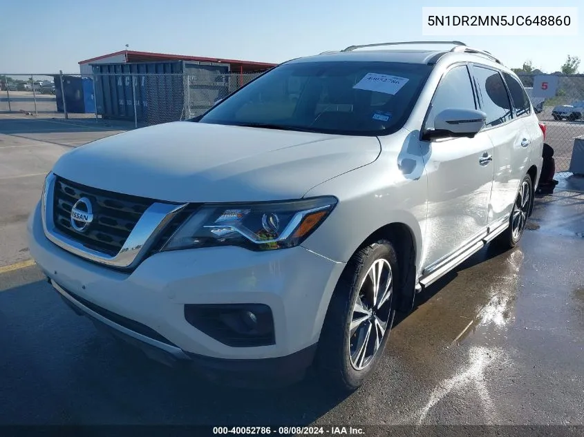 2018 Nissan Pathfinder Platinum VIN: 5N1DR2MN5JC648860 Lot: 40052786