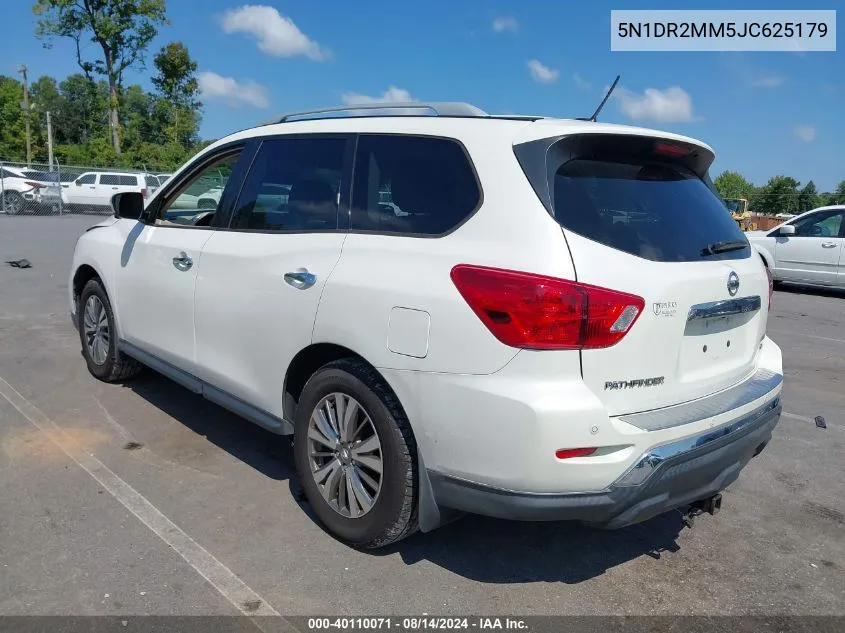 2018 Nissan Pathfinder Sl VIN: 5N1DR2MM5JC625179 Lot: 40110071