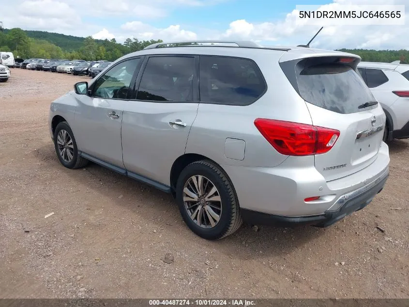 2018 Nissan Pathfinder Sv VIN: 5N1DR2MM5JC646565 Lot: 40487274