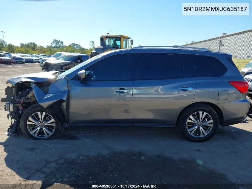 2018 Nissan Pathfinder S/Sv/Sl/Platinum VIN: 5N1DR2MMXJC635187 Lot: 40596661