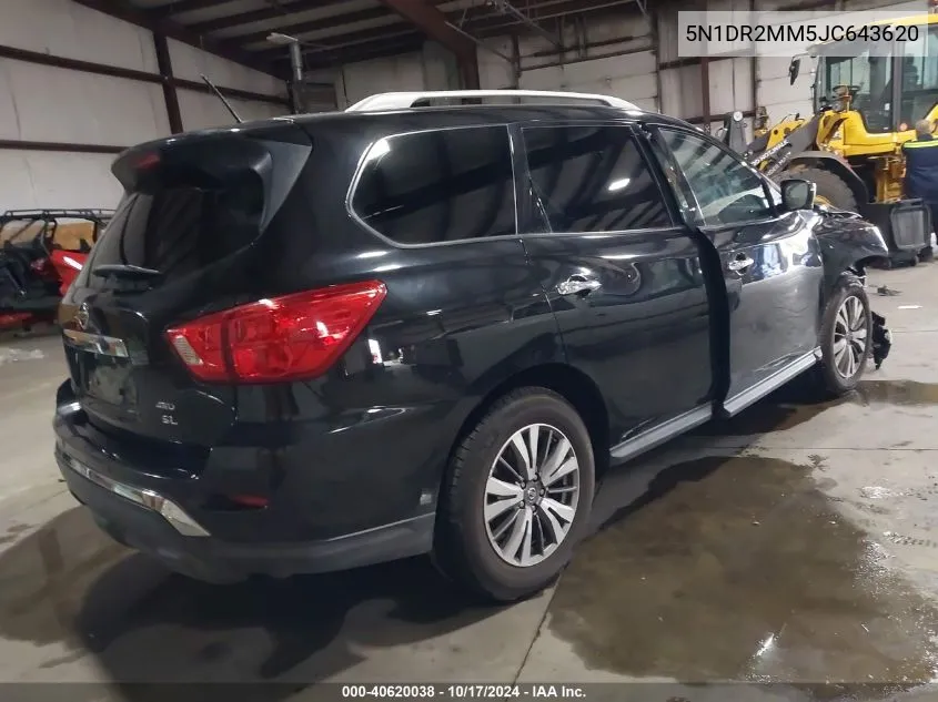 2018 Nissan Pathfinder Sl VIN: 5N1DR2MM5JC643620 Lot: 40620038