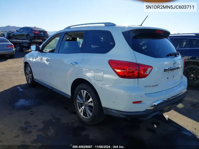 2018 Nissan Pathfinder Sv VIN: 5N1DR2MN5JC603711 Lot: 40829087