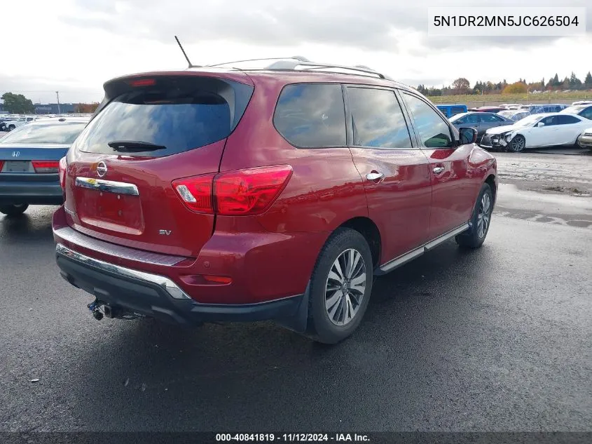 2018 Nissan Pathfinder Sv VIN: 5N1DR2MN5JC626504 Lot: 40841819