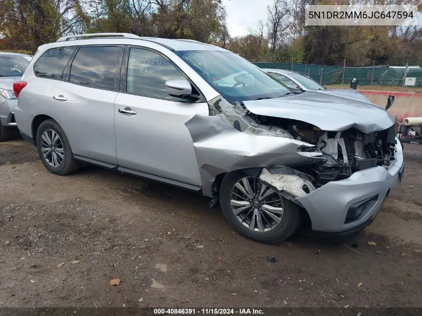 2018 Nissan Pathfinder Sv VIN: 5N1DR2MM6JC647594 Lot: 40846391