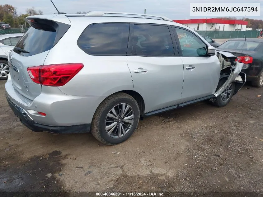 2018 Nissan Pathfinder Sv VIN: 5N1DR2MM6JC647594 Lot: 40846391