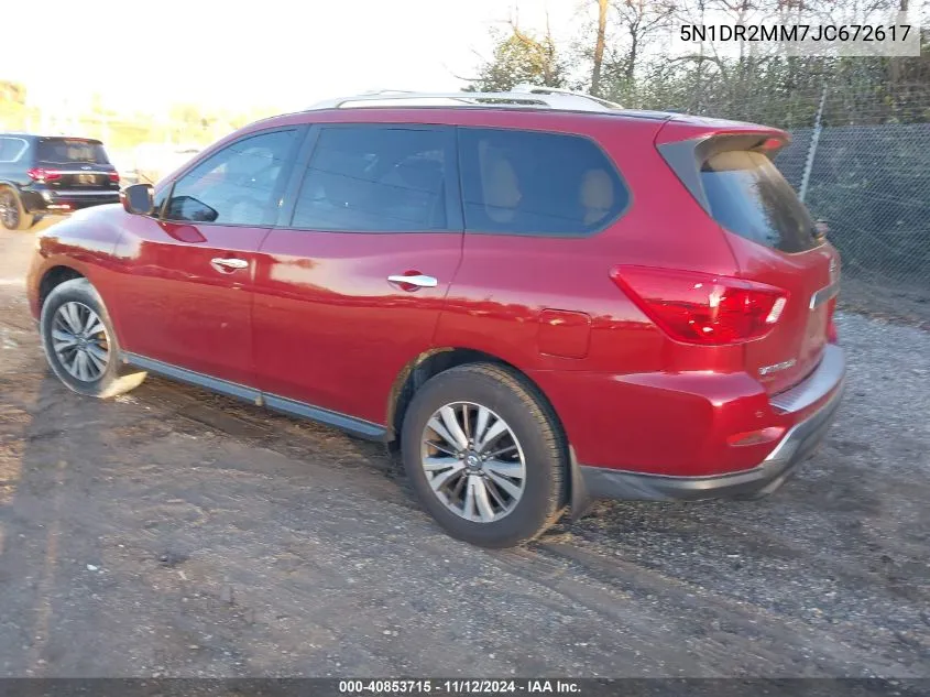 2018 Nissan Pathfinder Sv VIN: 5N1DR2MM7JC672617 Lot: 40853715