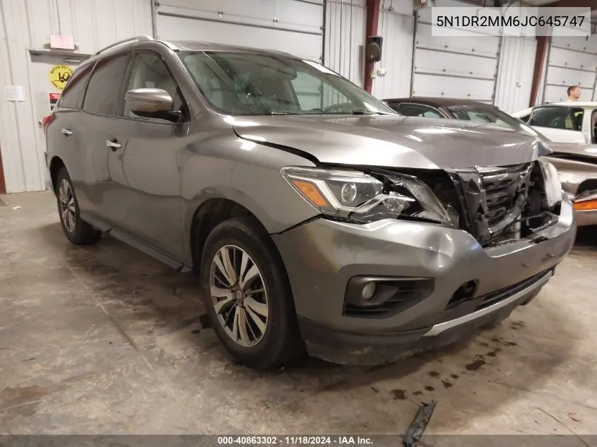 2018 Nissan Pathfinder Sv VIN: 5N1DR2MM6JC645747 Lot: 40863302