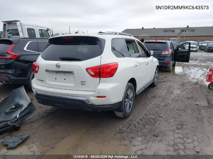 2019 Nissan Pathfinder VIN: 5N1DR2MM9KC643573 Lot: 12103819