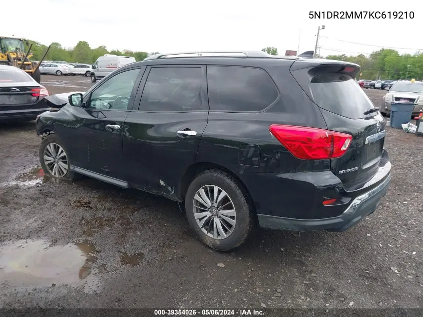 2019 Nissan Pathfinder Sv VIN: 5N1DR2MM7KC619210 Lot: 39354026