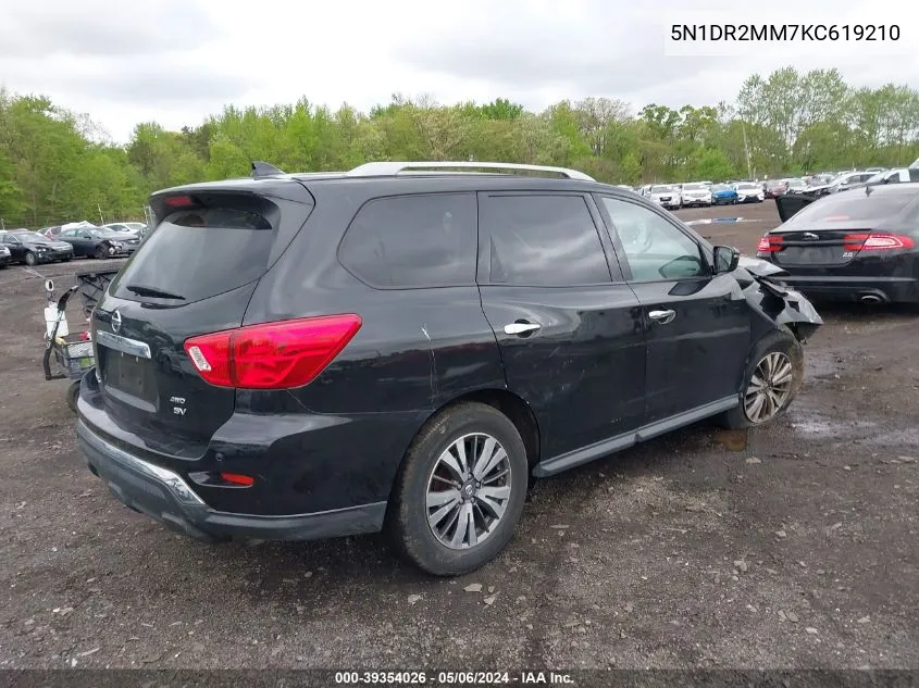 5N1DR2MM7KC619210 2019 Nissan Pathfinder Sv