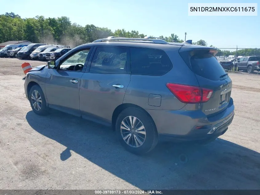 2019 Nissan Pathfinder Sl VIN: 5N1DR2MNXKC611675 Lot: 39789173