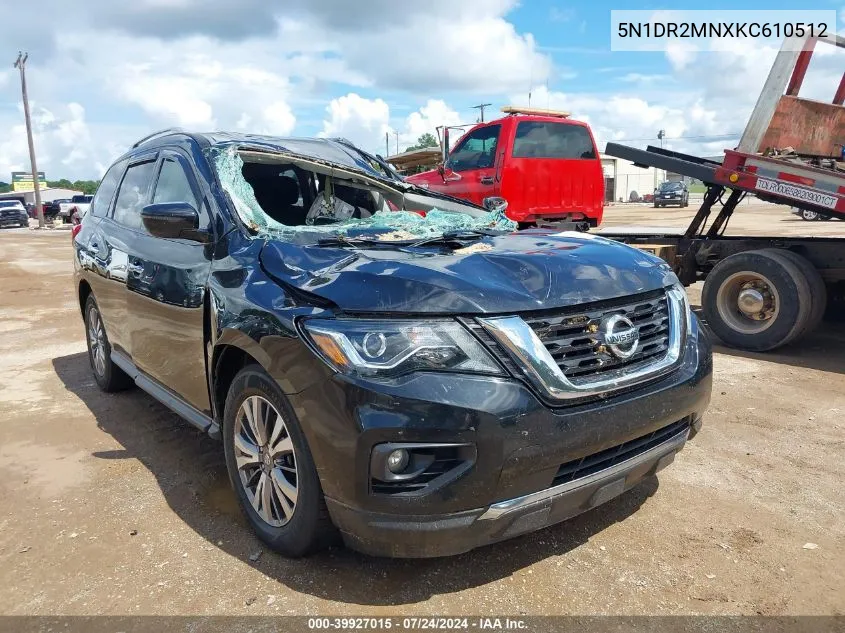 2019 Nissan Pathfinder Sv VIN: 5N1DR2MNXKC610512 Lot: 39927015