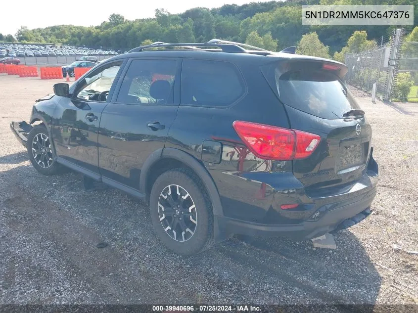 2019 Nissan Pathfinder Sv VIN: 5N1DR2MM5KC647376 Lot: 39940696