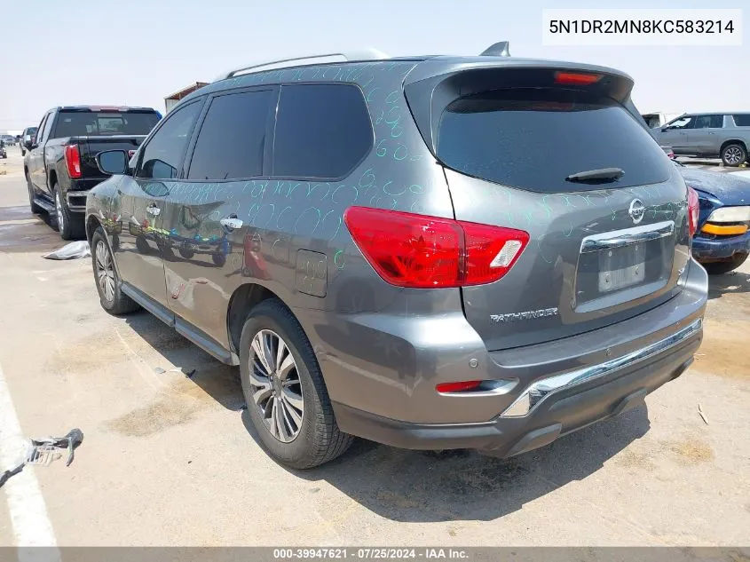 5N1DR2MN8KC583214 2019 Nissan Pathfinder Sv