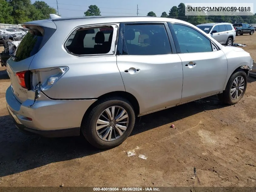 5N1DR2MN7KC594818 2019 Nissan Pathfinder Sv