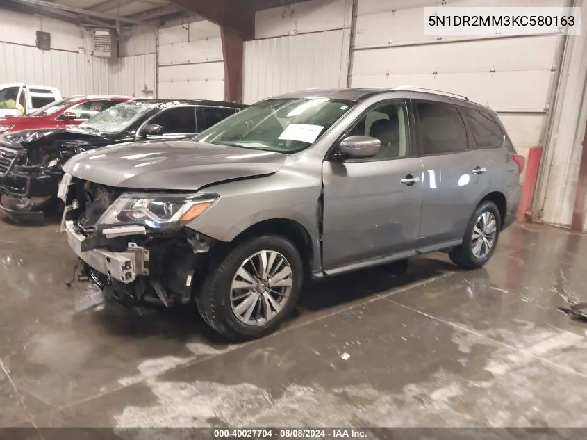 2019 Nissan Pathfinder Sv VIN: 5N1DR2MM3KC580163 Lot: 40027704