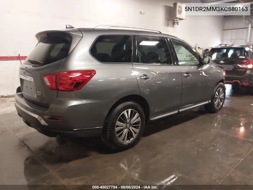 2019 Nissan Pathfinder Sv VIN: 5N1DR2MM3KC580163 Lot: 40027704