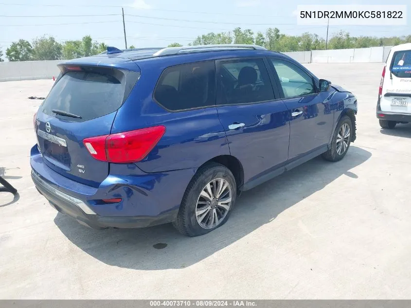 5N1DR2MM0KC581822 2019 Nissan Pathfinder Sv