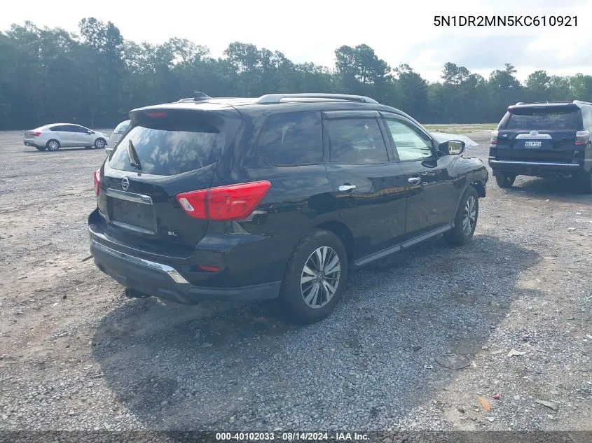 2019 Nissan Pathfinder Sl VIN: 5N1DR2MN5KC610921 Lot: 40102033