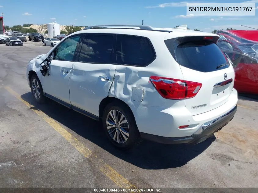 2019 Nissan Pathfinder Sv VIN: 5N1DR2MN1KC591767 Lot: 40108445