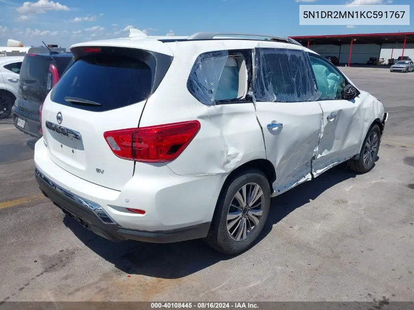 2019 Nissan Pathfinder Sv VIN: 5N1DR2MN1KC591767 Lot: 40108445