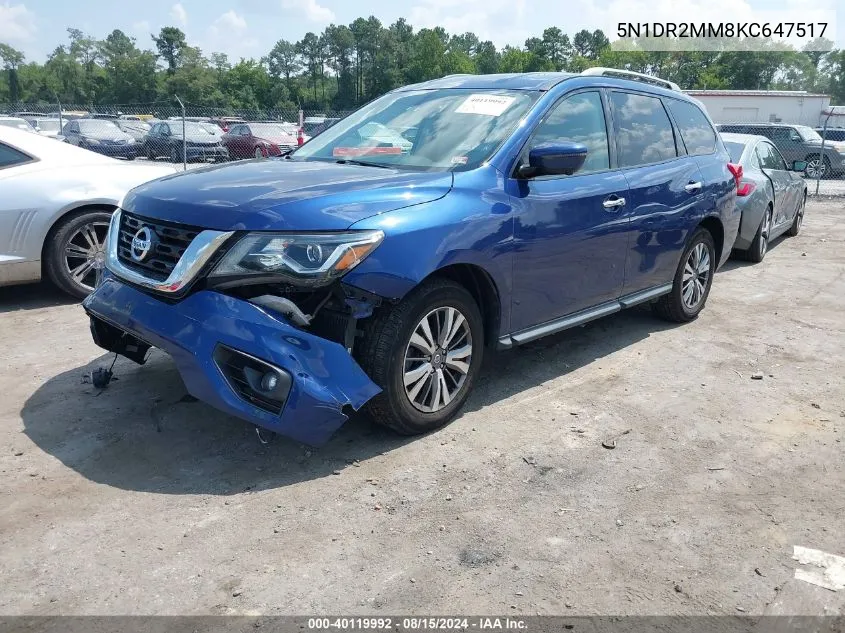 2019 Nissan Pathfinder Sl VIN: 5N1DR2MM8KC647517 Lot: 40119992