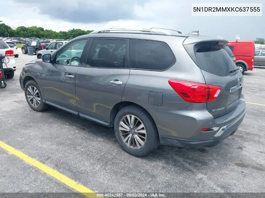 2019 Nissan Pathfinder Sv VIN: 5N1DR2MMXKC637555 Lot: 40242557