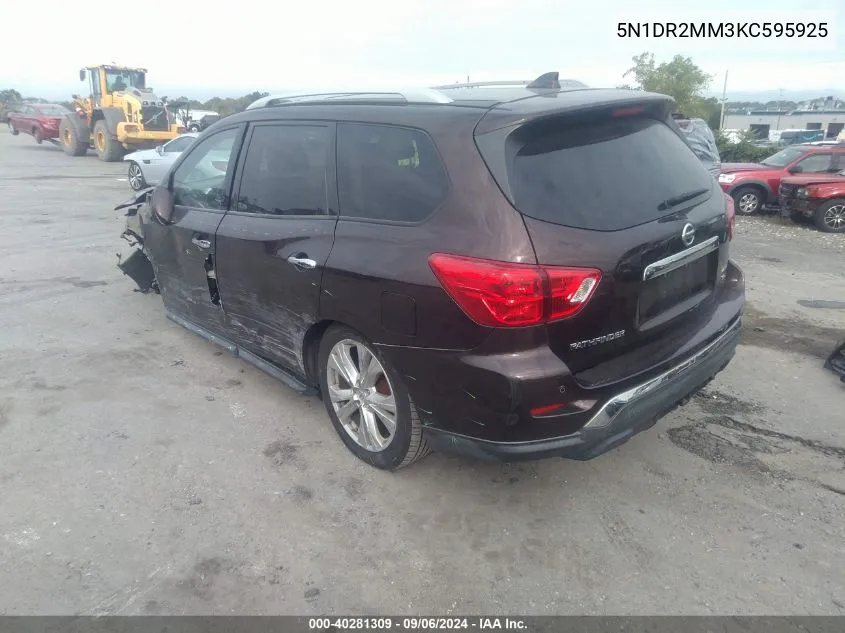 2019 Nissan Pathfinder S/Sl/Sv/Platinum VIN: 5N1DR2MM3KC595925 Lot: 40281309