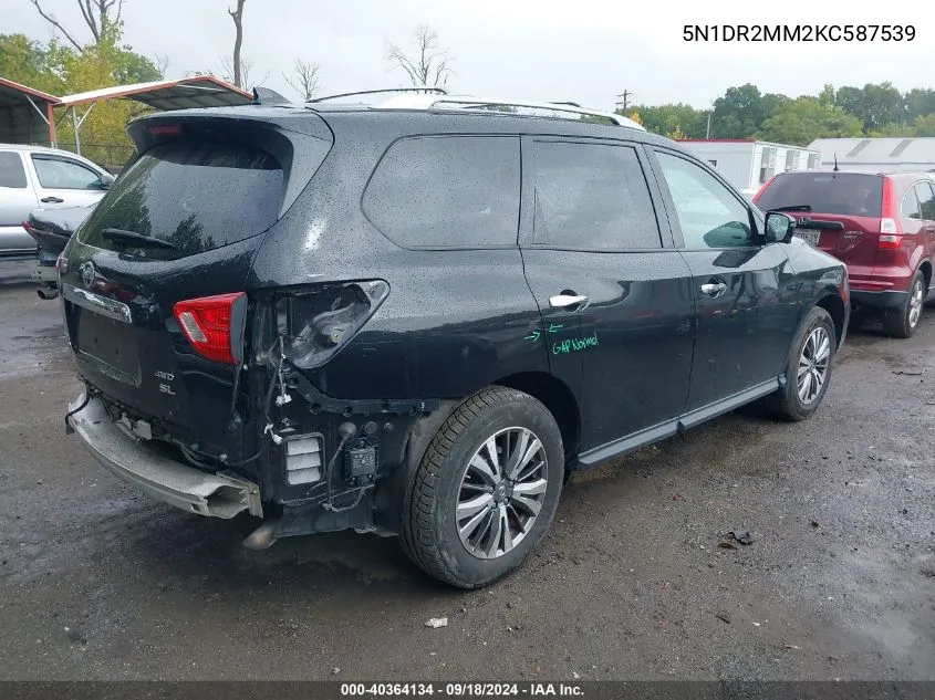 2019 Nissan Pathfinder Sl VIN: 5N1DR2MM2KC587539 Lot: 40364134