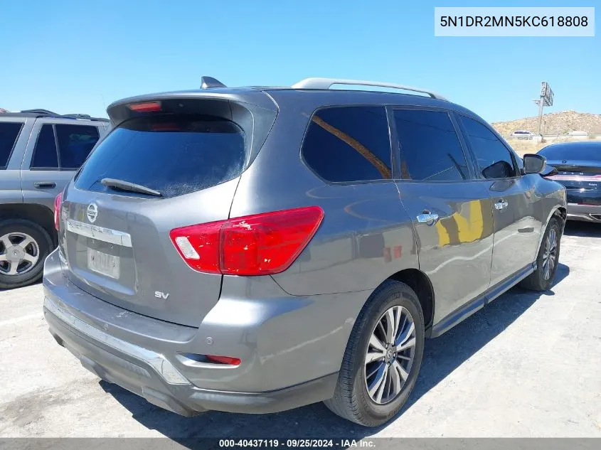 2019 Nissan Pathfinder Sv VIN: 5N1DR2MN5KC618808 Lot: 40437119