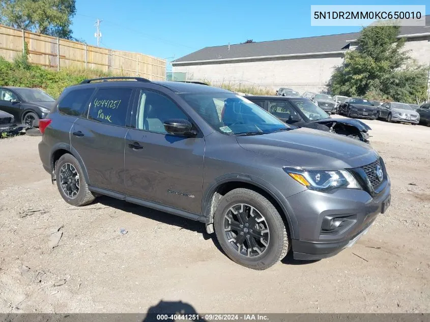 2019 Nissan Pathfinder S/Sl/Sv/Platinum VIN: 5N1DR2MM0KC650010 Lot: 40441251