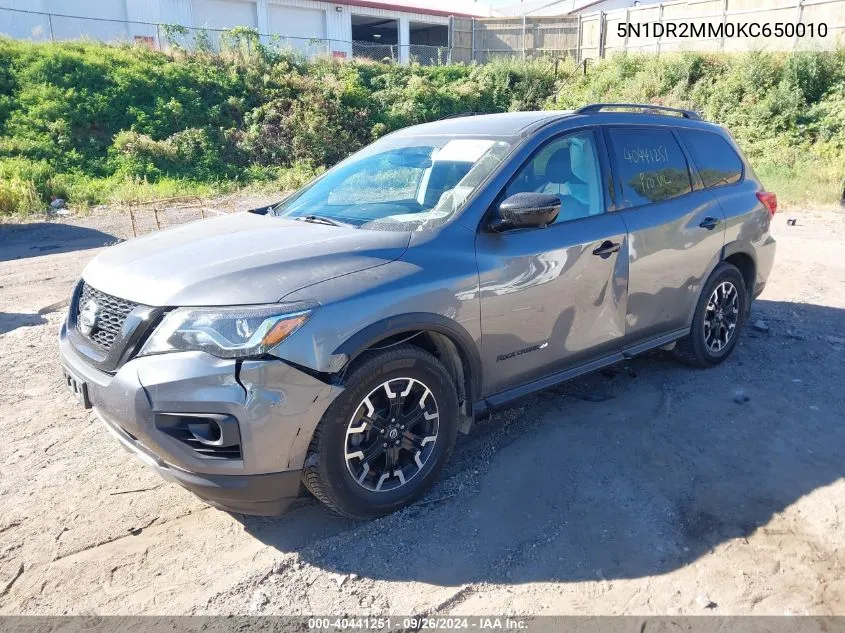 2019 Nissan Pathfinder S/Sl/Sv/Platinum VIN: 5N1DR2MM0KC650010 Lot: 40441251