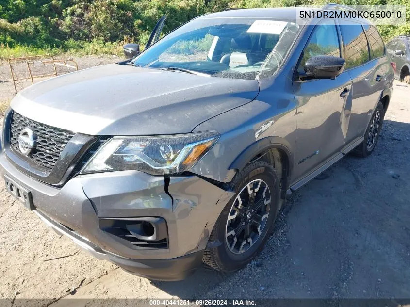 2019 Nissan Pathfinder S/Sl/Sv/Platinum VIN: 5N1DR2MM0KC650010 Lot: 40441251