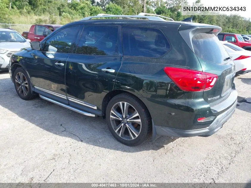 2019 Nissan Pathfinder S/Sl/Sv/Platinum VIN: 5N1DR2MM2KC634343 Lot: 40477463