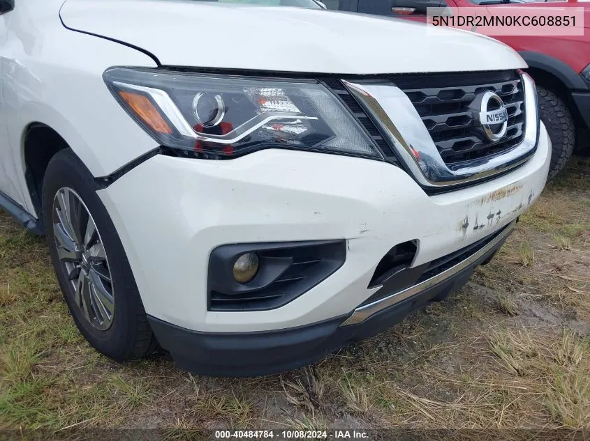 2019 Nissan Pathfinder S/Sl/Sv VIN: 5N1DR2MN0KC608851 Lot: 40484784