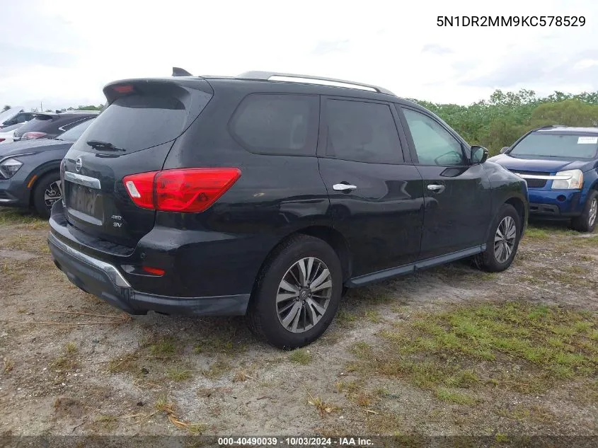 2019 Nissan Pathfinder Sv VIN: 5N1DR2MM9KC578529 Lot: 40490039