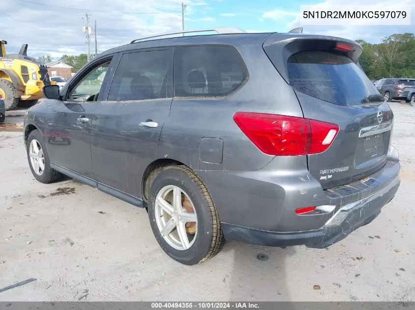 2019 Nissan Pathfinder Sv VIN: 5N1DR2MM0KC597079 Lot: 40494355