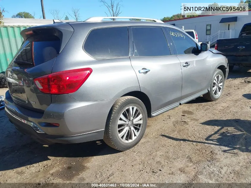 2019 Nissan Pathfinder S/Sl/Sv VIN: 5N1DR2MN4KC595408 Lot: 40531463